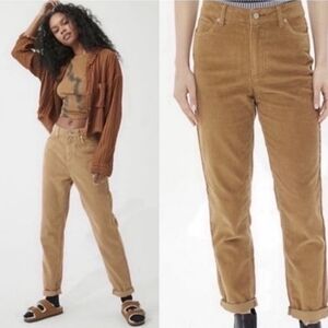 Urban Outfitters BDG Corduroy Mom High Rise Straight Leg Pants Size 30 Tan Relax